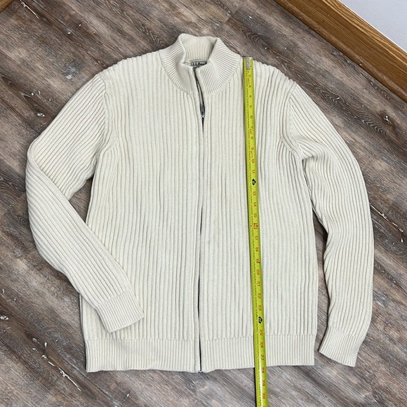 VTG LL Bean Men's Size Large Tall Full Zip Ribbed Sweater Cozy Cabin 90s - Picture 8 of 11